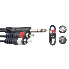 Câble Stagg SYC2/PS2CM E, 1 prise jack stéréo/2 prises RCA, 2 m