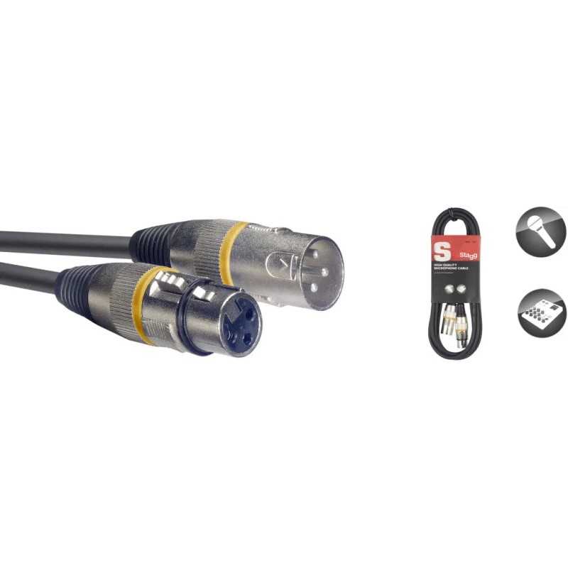 Câble microphone, 1 mètre, jaune, XLR/XLR SMC1 YW