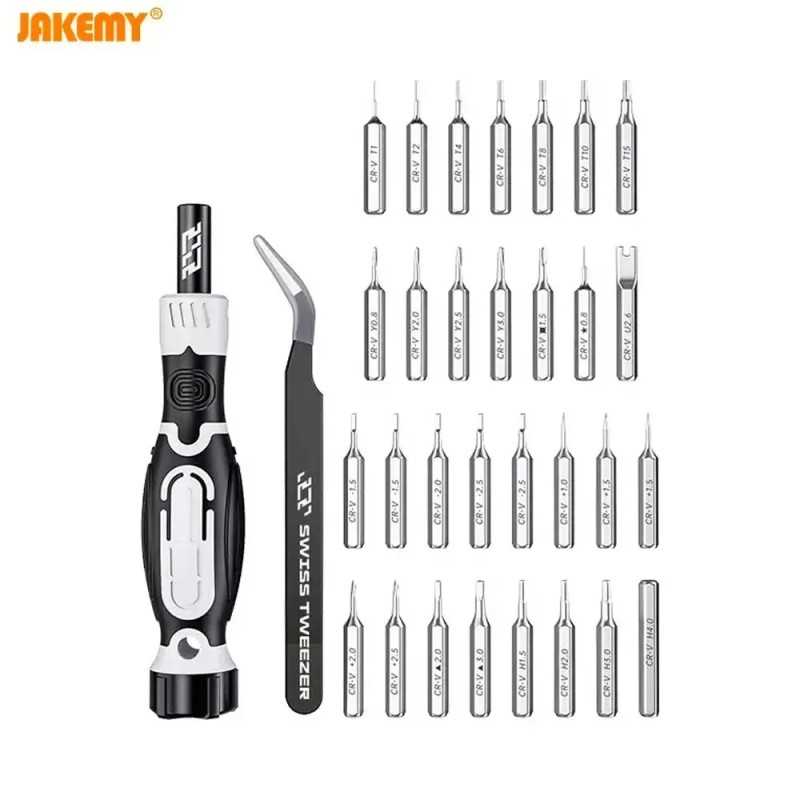 Kit Tournevis de Précision Jakemy JM-8189A avec Pince Tweezer (32 en 1) Noir