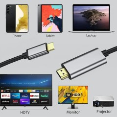 Câble USB-C Mâle vers HDMI Mâle 4K (60Hz) 2m