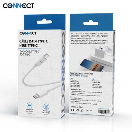 Câble Data USB-C vers USB-C CONNECT MC-CCB6 60W (2m) Blanc