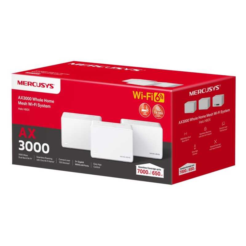 Routeur Mercusys Système Wi-Fi Mesh Halo H80X, 2402 Mbit/s, 2,4 - 5 GHz, Antenne interne - 3 Pièces