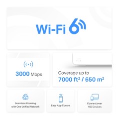Routeur Mercusys Système Wi-Fi Mesh Halo H80X, 2402 Mbit/s, 2,4 - 5 GHz, Antenne interne - 3 Pièces