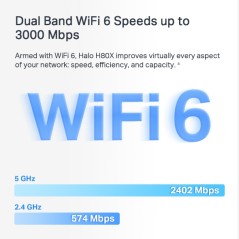 Routeur Mercusys Système Wi-Fi Mesh Halo H80X, 2402 Mbit/s, 2,4 - 5 GHz, Antenne interne - 3 Pièces