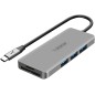 Akashi Hub USB-C 3x USB 1x HDMI 1x USB-C 1x 1 Entrée micro-SD / SD Compact Gris