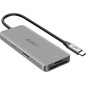 Akashi Hub USB-C 3x USB 1x HDMI 1x USB-C 1x 1 Entrée micro-SD / SD Compact Gris