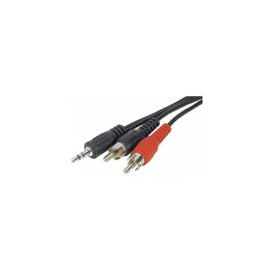 Cordon carte son jack 3.5mm sur 2xRCA M - 5,00m