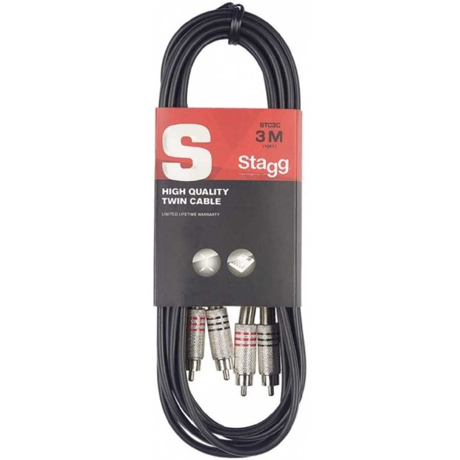 CÂBLE STAGG RCA - DOUBLE MÂLE - 3M