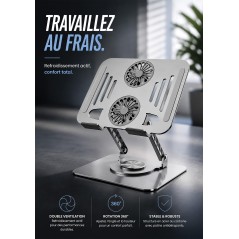 Support pour Ordinateur Portable avec Ventilateur IFHS-04 Rotation 360° Argent