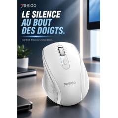 Souris sans Fil Yesido KB45 avec 6 Boutons Blanc