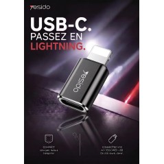 Adaptateur OTG USB-C Femelle vers Lightning Mâle Yesido GS03