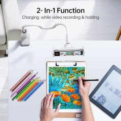 Support de téléphone de bureau Choetech avec clip et chargeur sans fil Qi 15W blanc (T584-F)