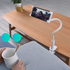 Support de téléphone de bureau Choetech avec clip et chargeur sans fil Qi 15W blanc (T584-F)