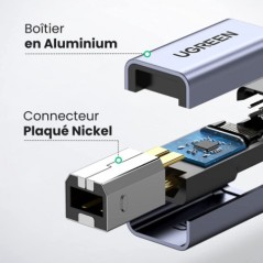 Adaptateur USB, UGREEN US382 (20120) USB-B vers Type-C Gris