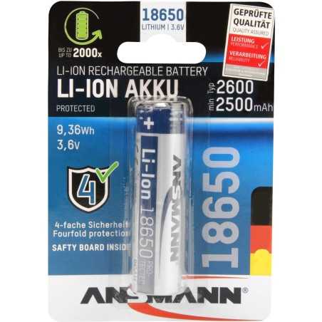 Batterie rechargeable spéciale ANSMANN 18650 9,36 Wh, Li-Ion 18650, 3,7 V, 2 600 mAh