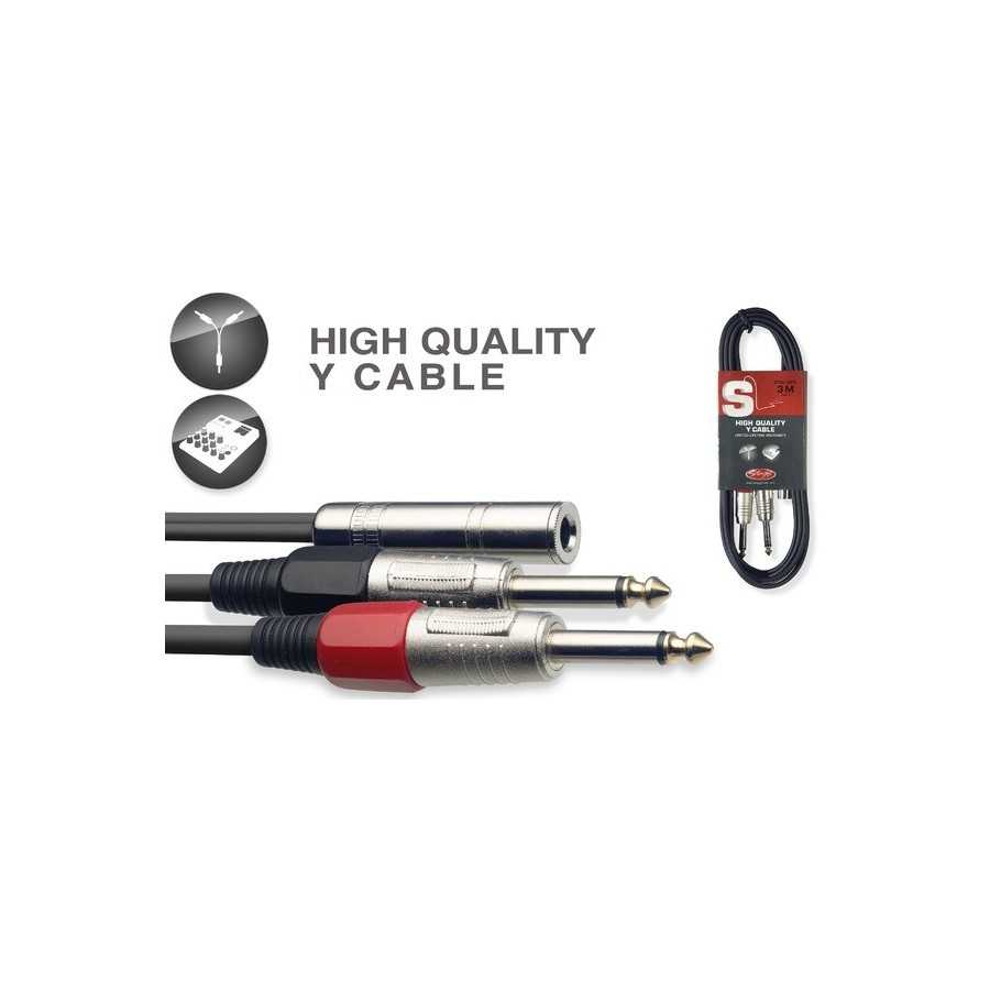 CABLE Y 2 JACK MALE MONO VERS JACK FEMELLE STEREO