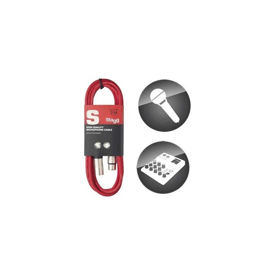 Câble XLR 3 Broches Mâle vers XLR 3 Broches Femelle Rouge Long 6 Métres